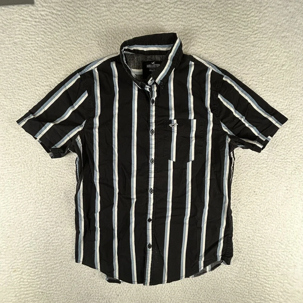 Hollister Shirt Mens Small Lot of 2 Striped Button Up Short Sleeve Epic Flex
